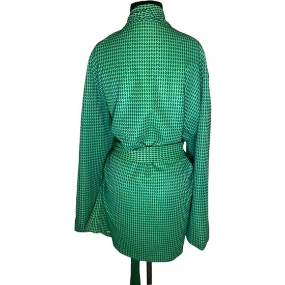 Vtg Houndstooth Relaxed Boho Preppy Retro Goblincore Plaid Belted Jacket XL - Picture 3 of 6